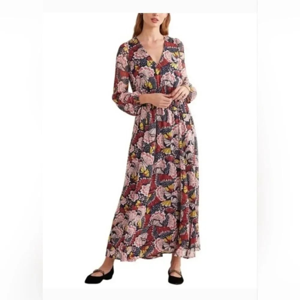 Boden Pink Metallic Detail Maxi Dress 6P